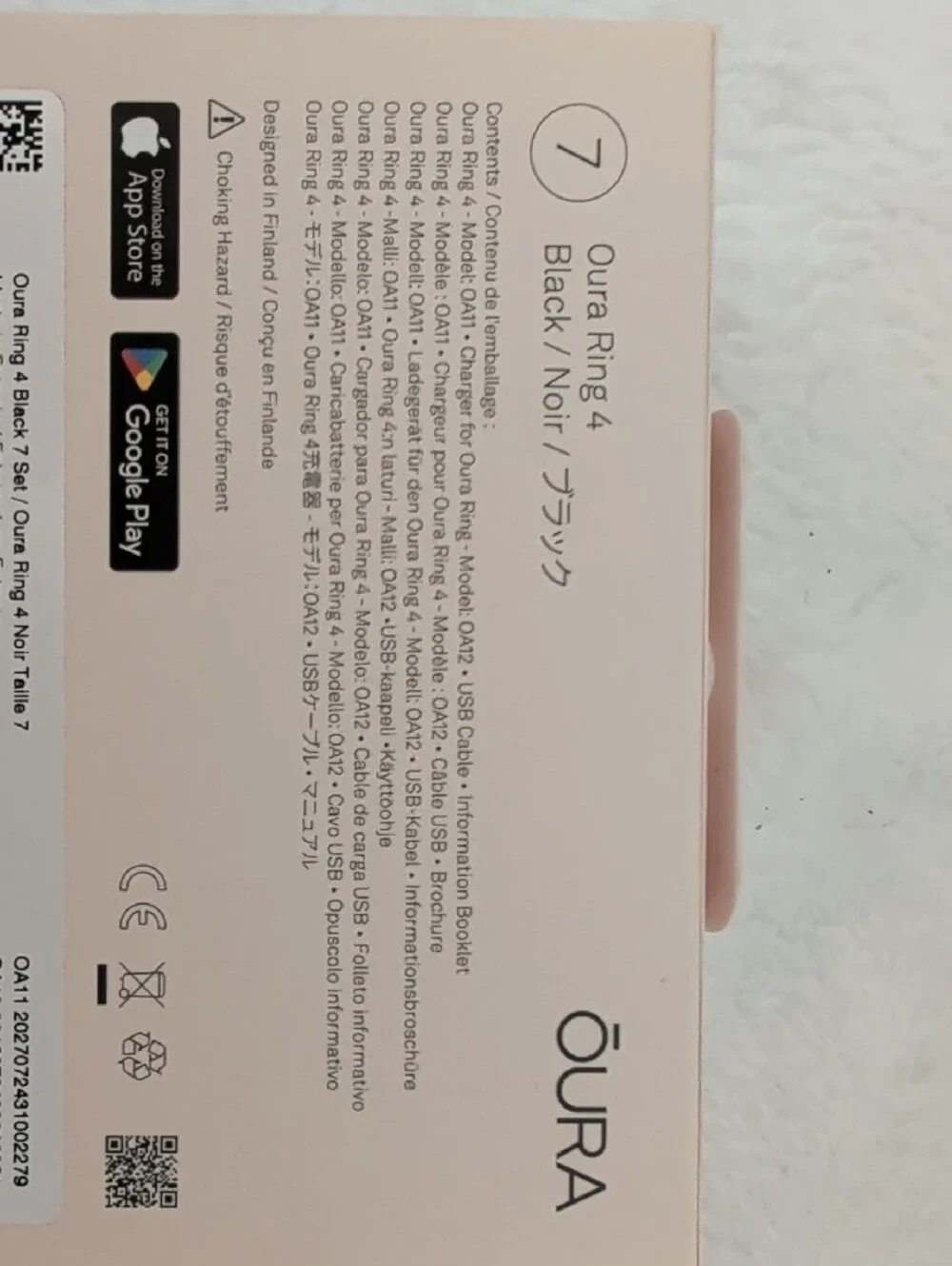 Oura Ring 4 Black — Original Box with Original Accessories - Size 7